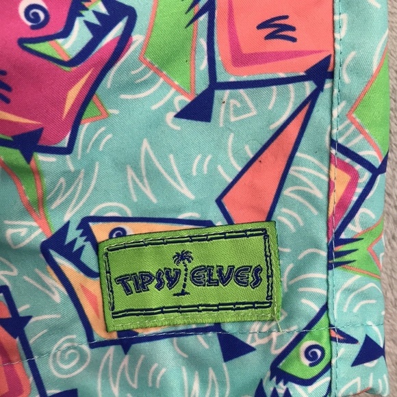 Tipsy Elves Men's Piranha Swim Trunks SIze Small - Picture 2 of 9